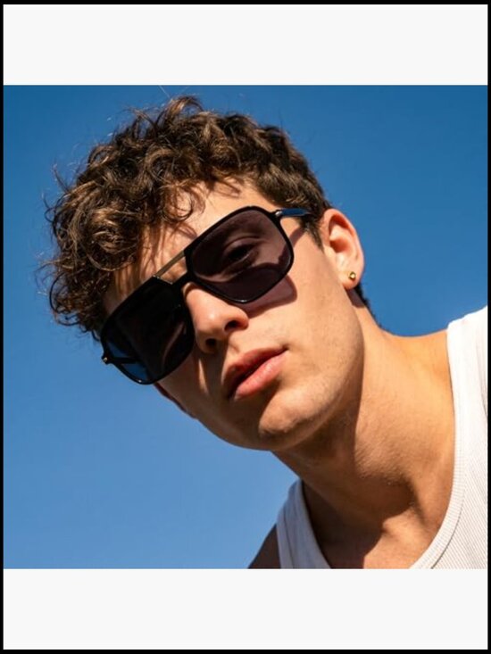 Retro Square Aviator Sunglasses Oversized 70s Vintage Shades UV400 Protection main image 4